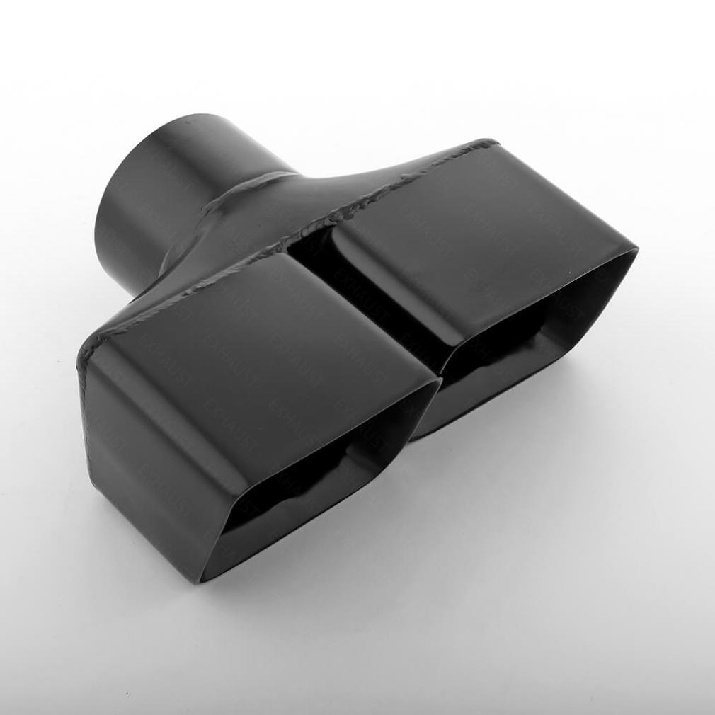 Pair Black Quad 4" Out 3" In Staggered Dual Wall Angle Cut - Foto 5