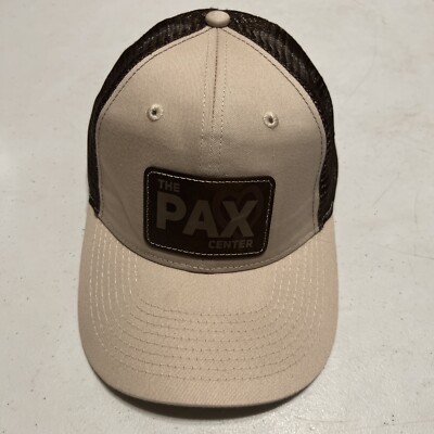 The PAX Center Hat Cap Snapback Trucker Patch Logo Mesh Beige Brown Canvas Nice
