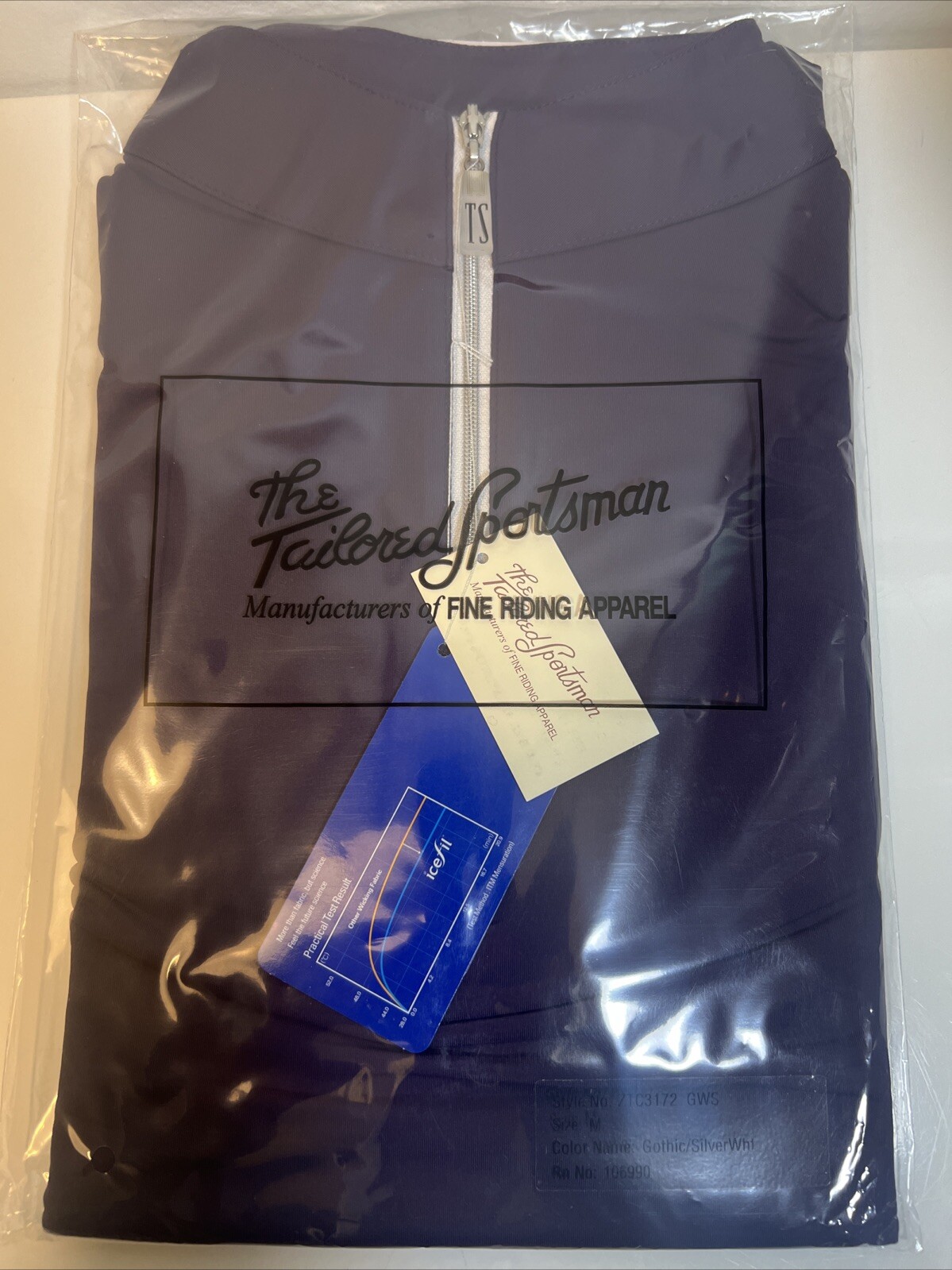 The Tailored Sportsman Icefil Short Sleeve Gothic/ Silver Riding Shirt medium