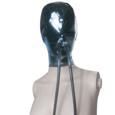 Latex Hood with 2 Long Nasal Tubes Rubber Mask Experience Suffocation Fetish US