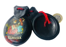 Castanets Music Instrument Black Painted Vintage ra