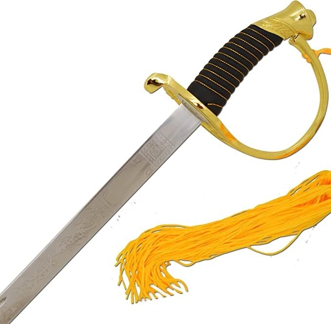 Espada de oro hecha a mano de oficial de la Guerra Civil de caballería americana 1860 36" Foto 3 de 4