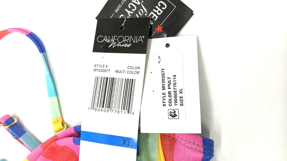 Top de bikini California Waves Rainbow talla XL Foto 4 de 4