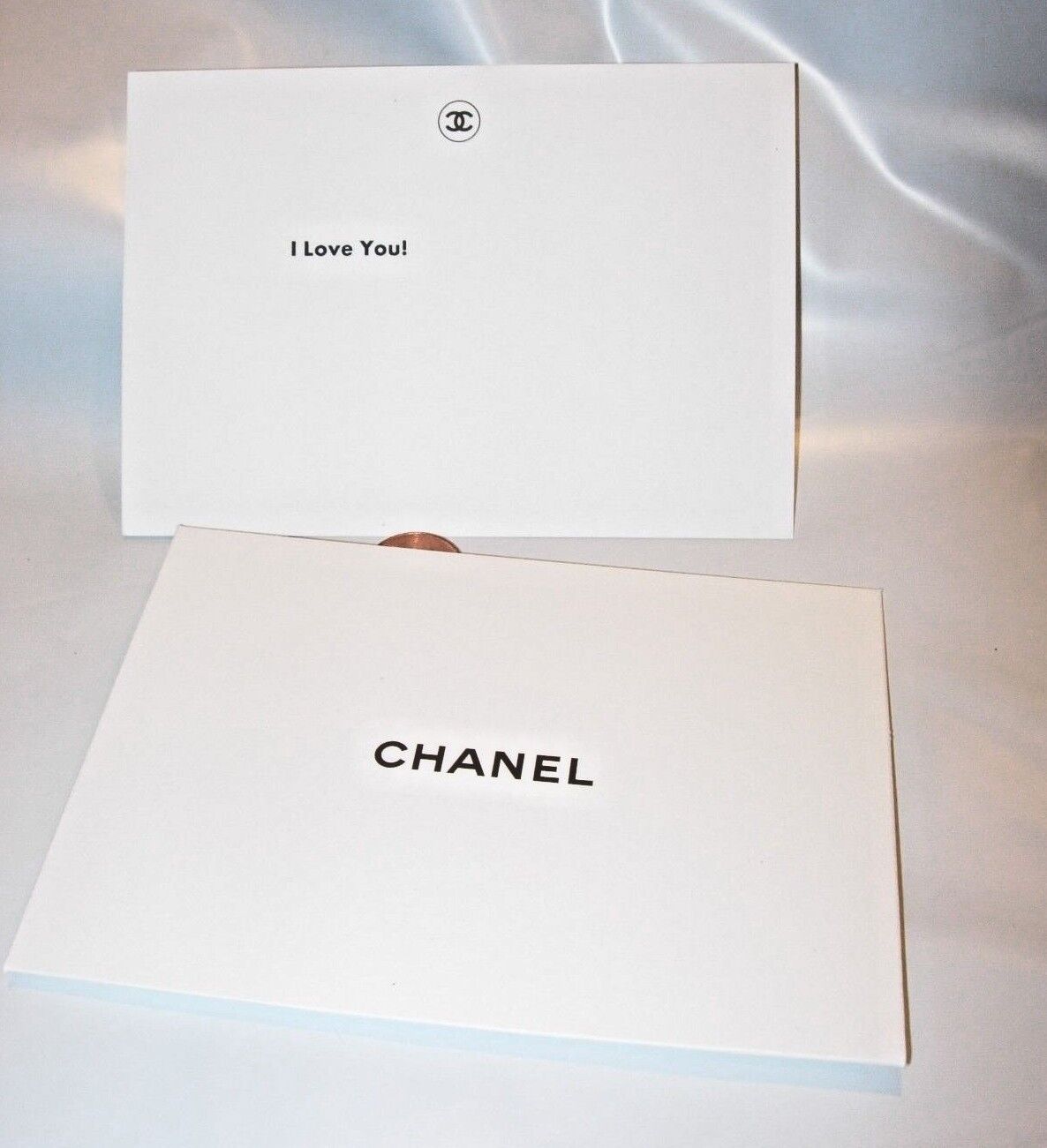 I LOVE YOU! new Authentic CHANEL White gift note Card & Envelope 3 3/4  x 5 1/4