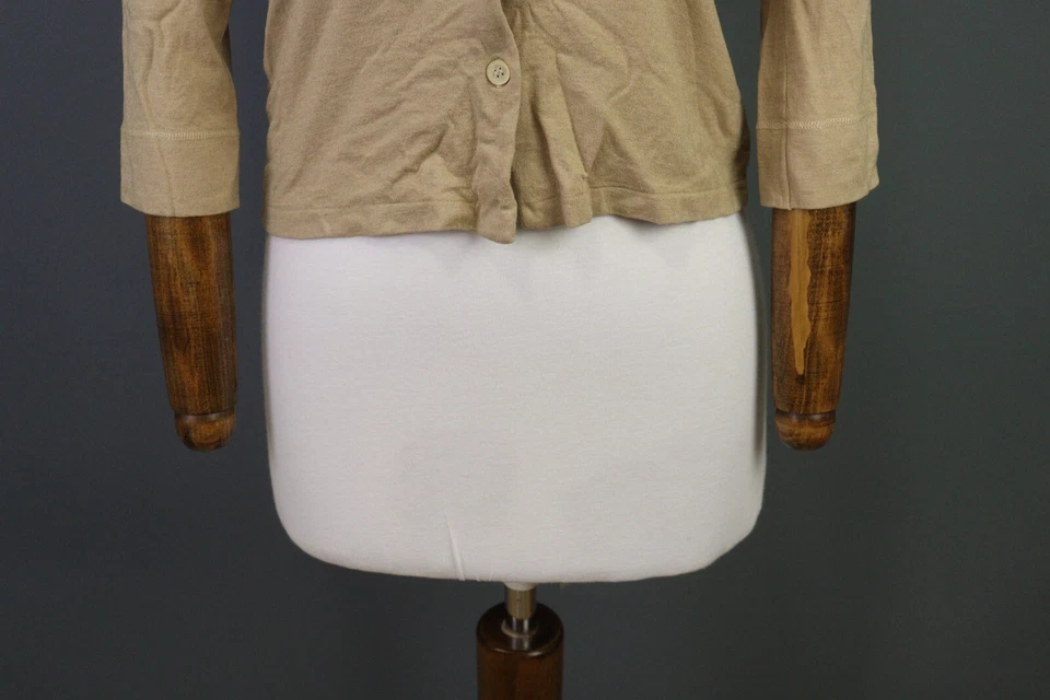 Jil Sander Beige Solid Button Down Short Sleeve Cropped Top Shirt Size M - Image 3 of 4