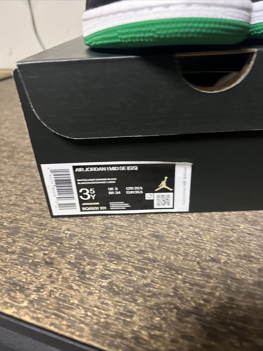 Nike Air Jordan 1 Mid SE Lucky Green Laser Orange GS Size 5Y Nike Air Jordan 1 Mid SE Lucky Green Laser Orange GS Size 5Y