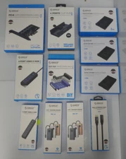 Lot of 11 ORICO Expansion Card, Hub, Adapter, Rack, Docking Station, Cable
