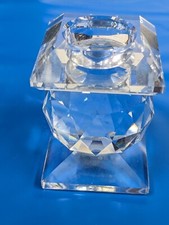 VINTAGE SWAROVSKI CRYSTAL CANDLEHOLDER with FACETED BALL CENTER