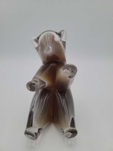 FM Konstglas Ronneby Sweden Hand Crafted Glass Brown & Clear Bear B32 - Bild 2 von 13