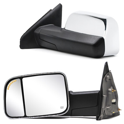 Pair Towing Mirrors Power Turn Signal Fits 2003-2008 Dodge Ram 1500 2500 3500