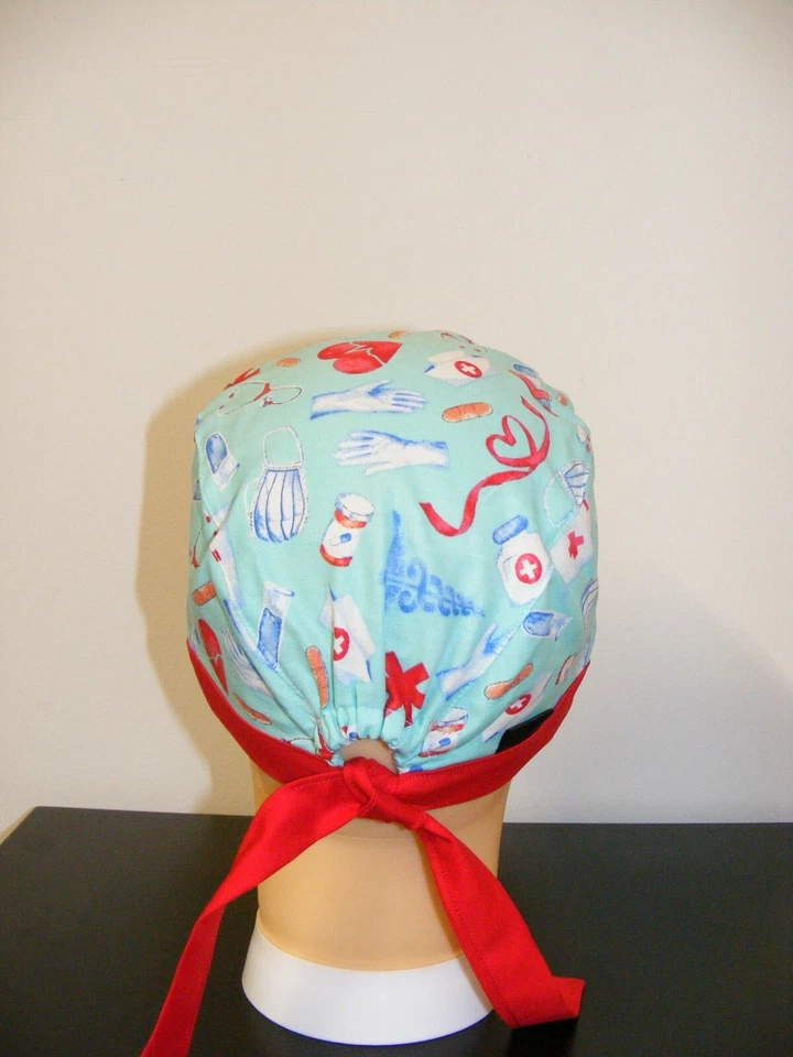Scrub Surgical Cap Doctor Nurse Hospital Medical Print Handmade Ships Free - Image 4 of 4