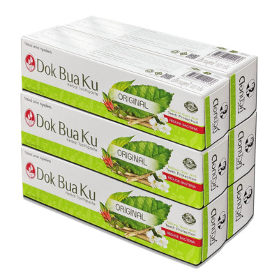 6 pcs TWIN LOTUS Herbal Thai Toothpaste Reduce Bacteria Refreshing Original 100g