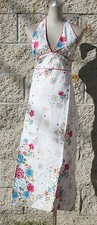 Sundress,wrap around,open back,floral print,100%cotton, white, yellow,size XS,S