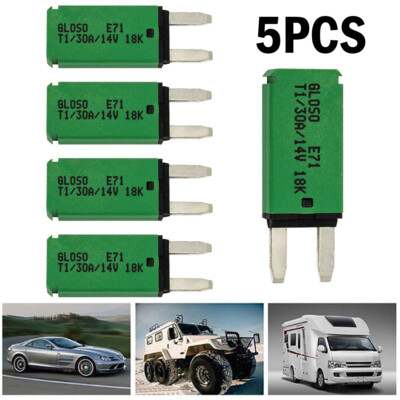 5X 30A Mini ATM Manual Reset Circuit Breaker Blade Fuse Car Boat Truck 12V-24V#