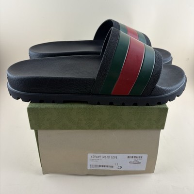 11UK  - DS GUCCI WEB SLIDE SANDAL BLACK  429469 GIB10 1098