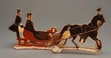 Vintage Heinrichsen German Flat Lead Winter One Horse Open Sleigh Figure