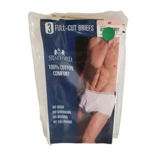 Vtg Stafford Comfort Collection Briefs 40 Full Cut 2-Pack White Cotton Underwear