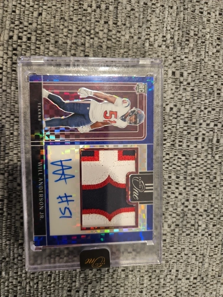 2023 Panini One Precision Blue /75 Will Anderson Jr RPA Rookie Patch Auto RC - Image 2 of 4