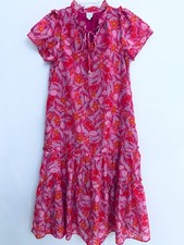 J. Marie Floral Bohemian V-Neck Women's Lightweight Midi Dress Size Small