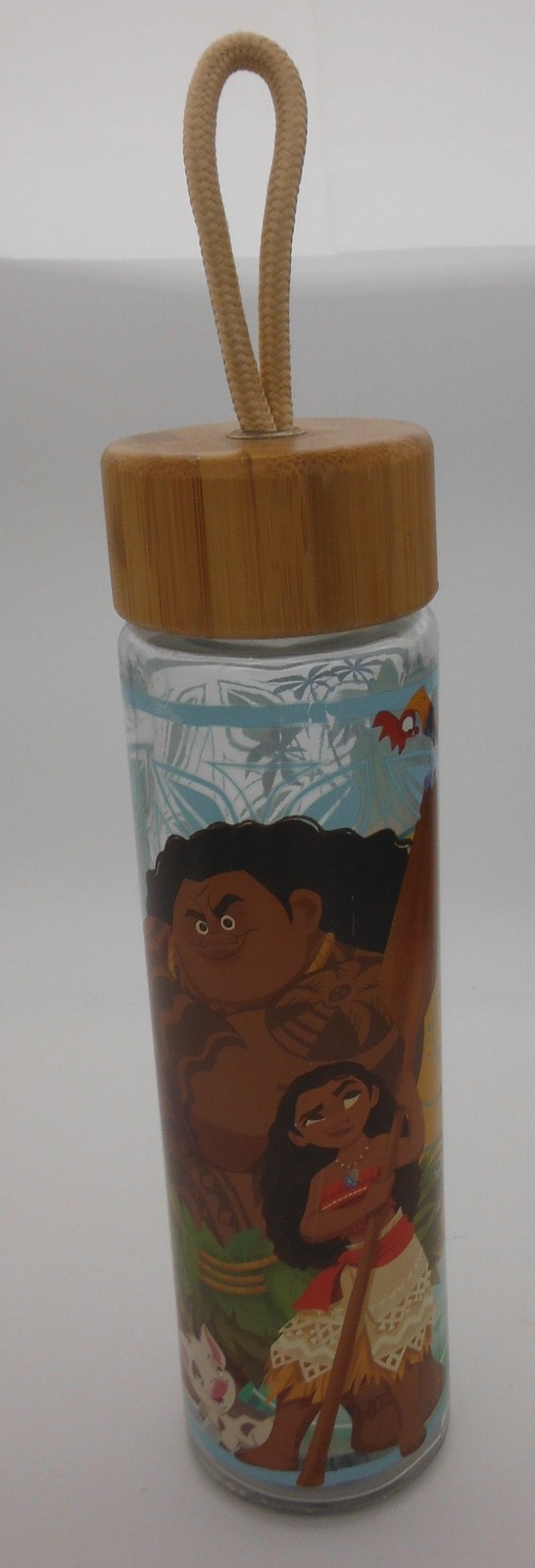 NEW DISNEY Store MOANA 2016 GLASS WOOD lid WATER BOTTLE 24 o