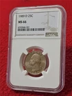 1989-D WASHINGTON QUARTER   NGC MS 66  UNCIRCULATED                     #T0612
