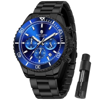 SAPPHERO Mens Watches Analog Quartz Chronograph Stainless Steel Watches for M...