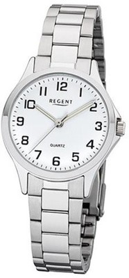 REGENT 2252410 Damenuhr 29 mm Weiß Silber Metallband 5 BAR