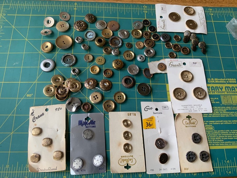 Vintage Button Lot of 90 Mixed Metals Brass+  Sewing Craft Jewelry Repurpose