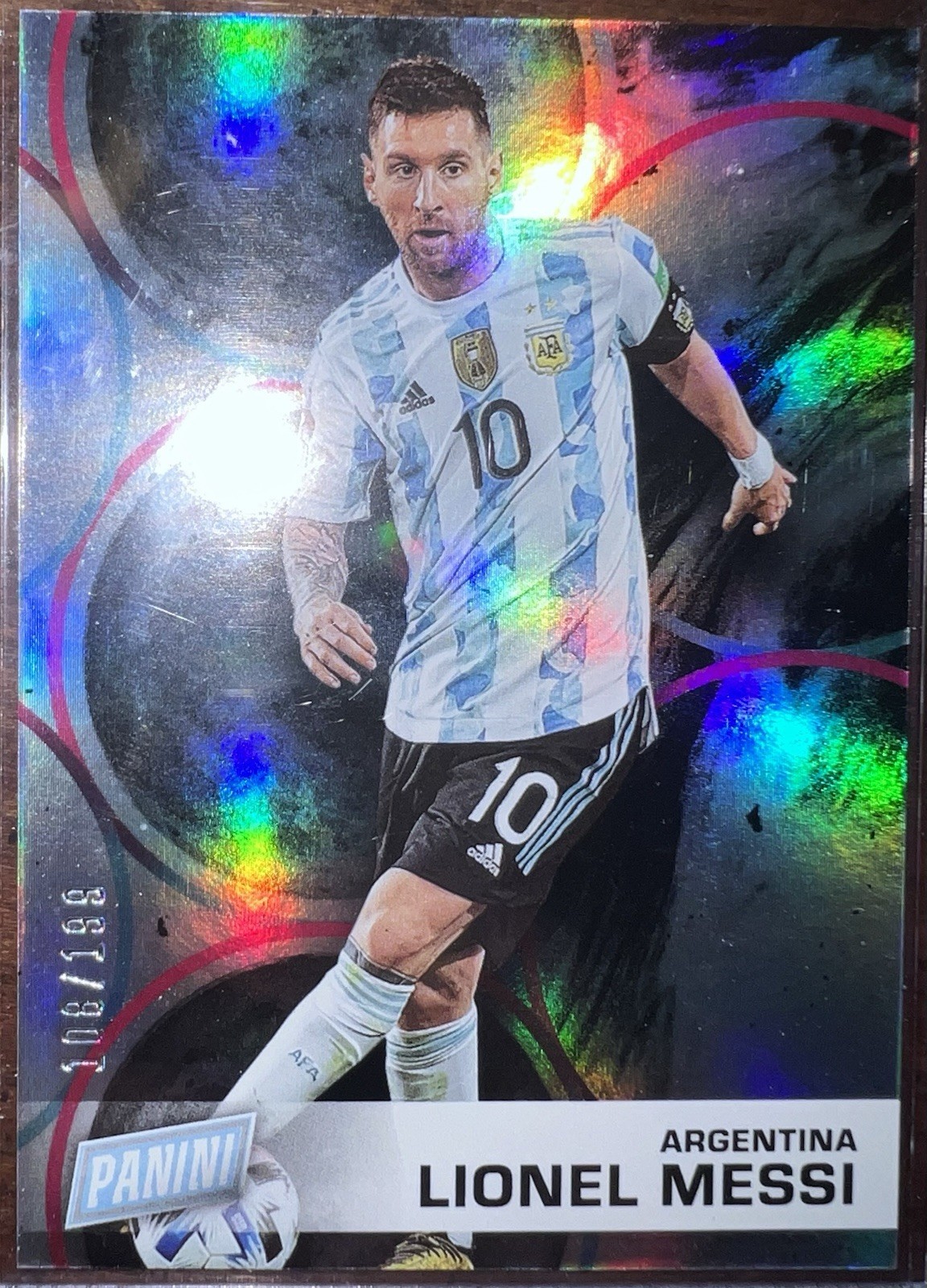 2022 Panini Father's Day Holo 108/199 Lionel Messi #FD4 Raw Pack Fresh!