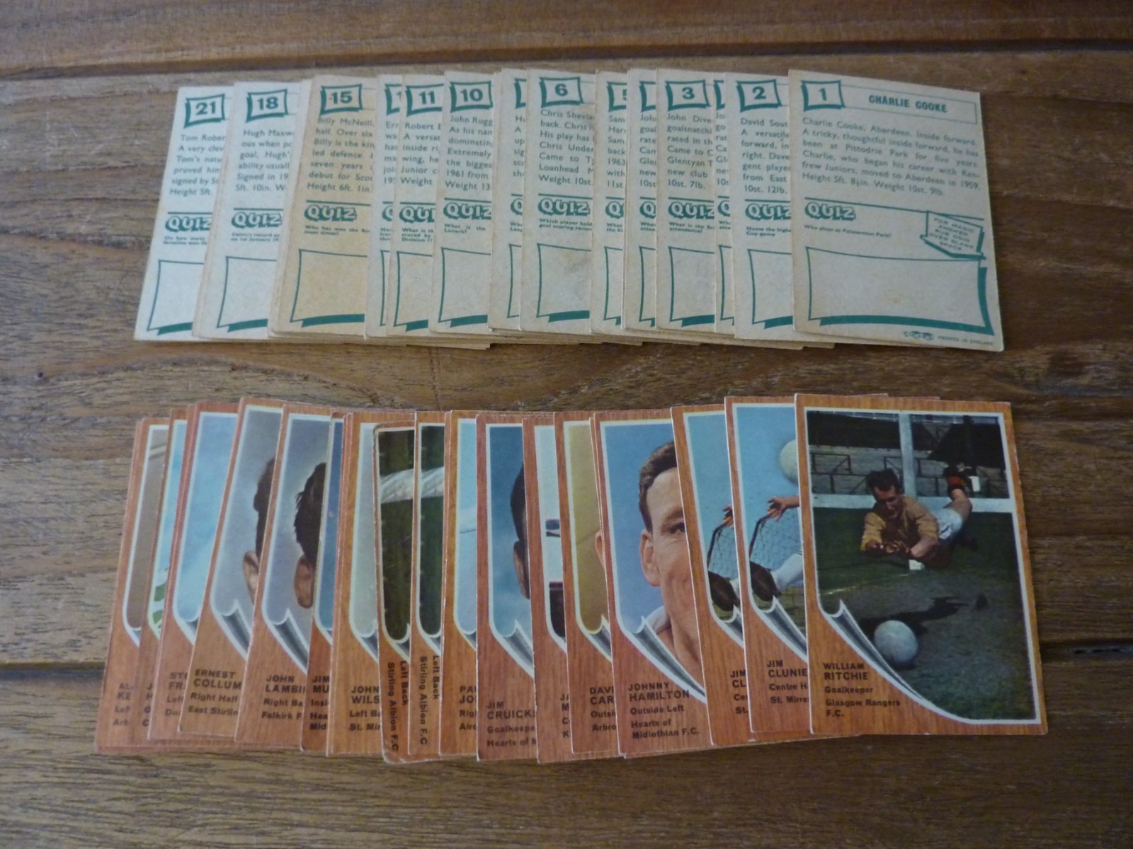 A&BC Scottish Football Quiz Cards from 1964 - Green Back - Pick Your Cards