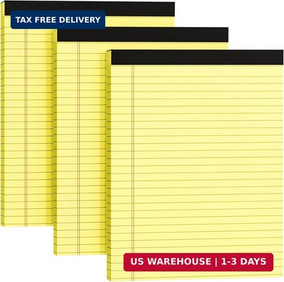 Legal Pads 8.5 x 11, 3 Pack Yellow Note Pads 8.5 x 11 Writing Pads, Wide Ruled L