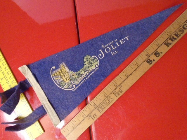 1930's Joliet Illinois IL State Penitentiary, 12"x5" Small Pennant, Scarce, EX