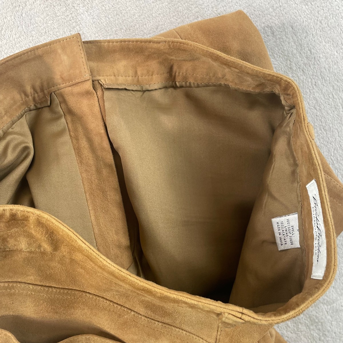 Vintage Brooks Brothers Goat Suede Leather Pants Women 8 Brown Bootcut Lined View 3