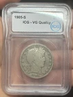 1905 S Barber Half Dollar  ICG VG Quality 90% Silver Slabbed Details