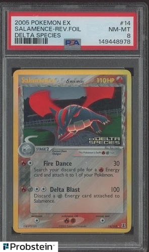 2005 Pokemon Ex Delta Species #14/113 Salamence δ Reverse Holo Foil PSA 8 NM-MT