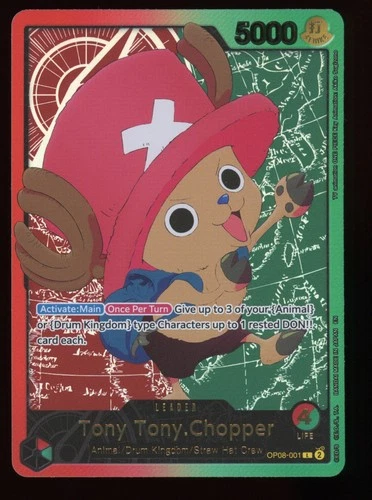 ONE PIECE CARD- TONY TONY CHOPPER EB02 25TH ANIME OP08-001 GOLD LEADER (ENGLISH)