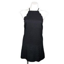 Lulus Scalloped Apron Neckline Black Dress NWT S