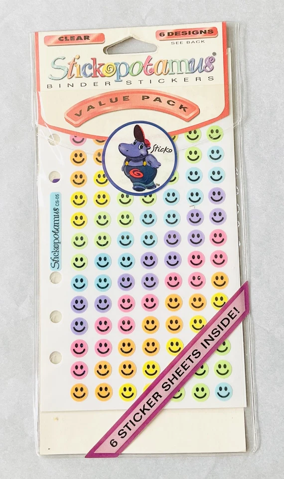 Vintage sealed value pack 6 sheets  Stickopotamus scrapbook binder stickers NEW  - Image 2 of 2