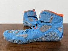 Asics Aggressor 2 Dusty Blue Silver Cherry Orange Rare Wrestling Shoes Size 10