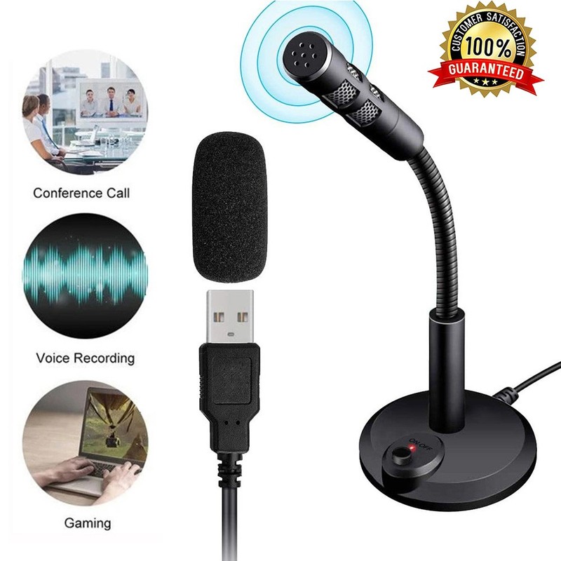 Computer Mini Condenser Microphone USB Stand Recording Mic For PC Desktop Laptop