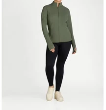 Avia Womens SoftSculpt Zip-Up Active Jacket Green Midnight Size XXL (20)