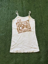 Womens Cute Vintage Y2K 2000s Australian Gold Koala White Cami Tank Top Small