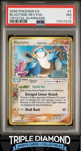 2006 Pokemon Ex Crystal Guardians #2/100 Blastoise Reverse Foil PSA 7 FDP100