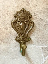 Vintage Italian Solid Brass Bronze Coat Hat Towel Wall Hook 3.5”