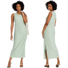 A New Day Sleeveless Plisse Pleated Midi Dress Womens Large Green Vacation