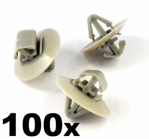 100x Gray Plastic Exterior Door and Side Moulding Trim Clips For Renault Traffic