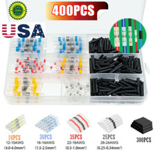 400PCS Waterproof Solder Heat Shrink Seal Sleeve Wire Butt Splice Connectors Kit
