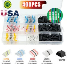 400PCS Waterproof Solder Heat Shrink Seal Sleeve Wire Butt Splice Connectors Kit