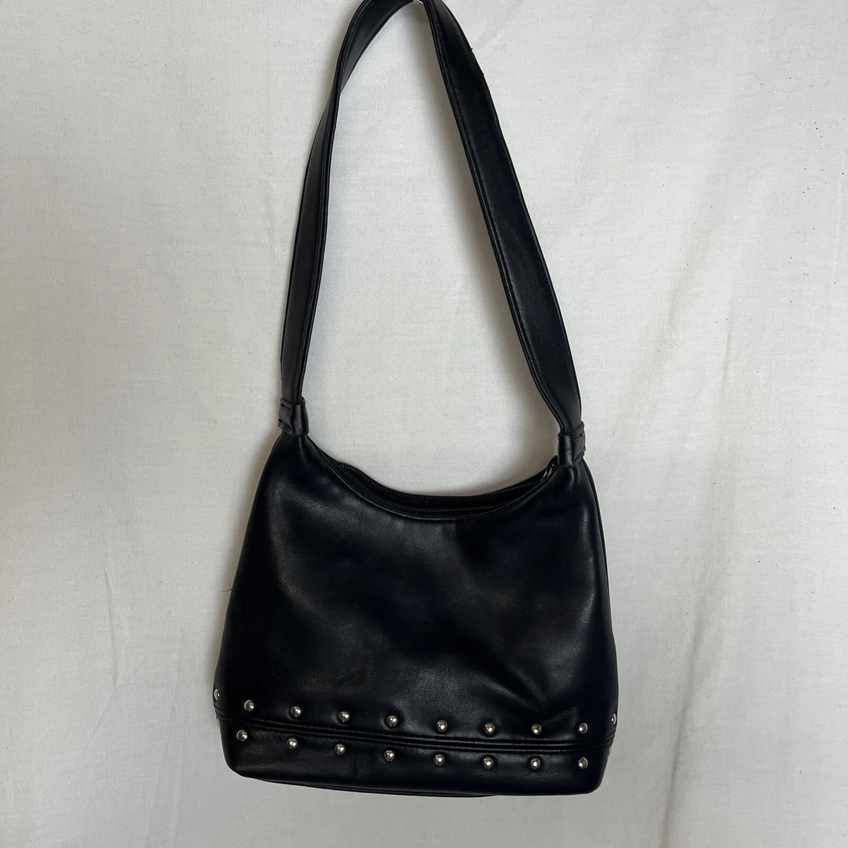Nine West Black Studded Faux Leather Mini Shoulder Bag