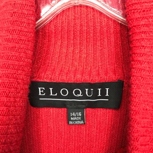 Eloquii Womens Cut Out Turtleneck Sweater Dress Size 14/16 Red Side Slit Ribbed - Picture 6 of 11